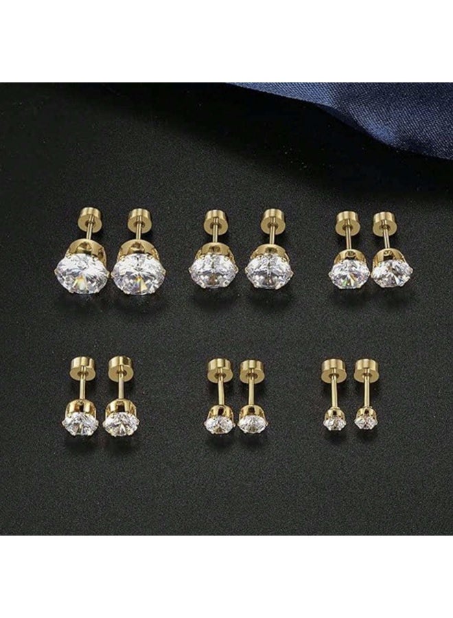 ڤيا أقراط كريستال فاخرة متعددة المقاسات – طقم 6 أزواج للنساء - Image 2